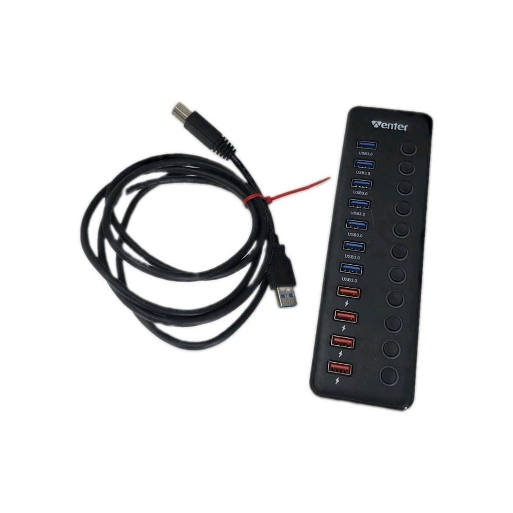 Venter 11-Port USB 3.0 Hub with Switches + Charging Port No Power Supply